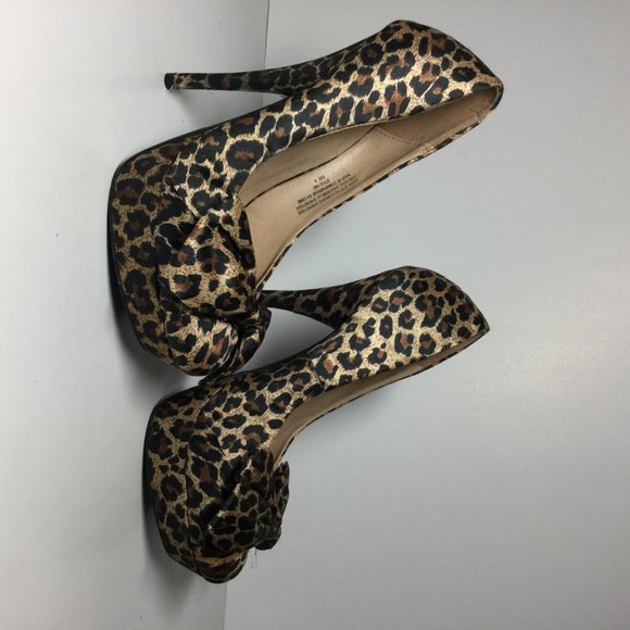 QUPID  Leopard Print Silk Material Open Toe - Picture 5 of 5
